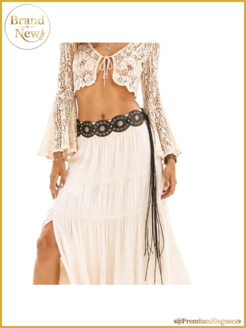 Western Concho Belt PU Leather Zinc Alloy Tassel